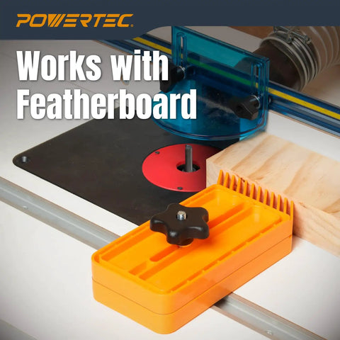 Featherboard setup on router table with 32 Inch Miter T Track Kit With 10 1/4-In Bolts For Table Saw And Router Table Build Custom Sleds
