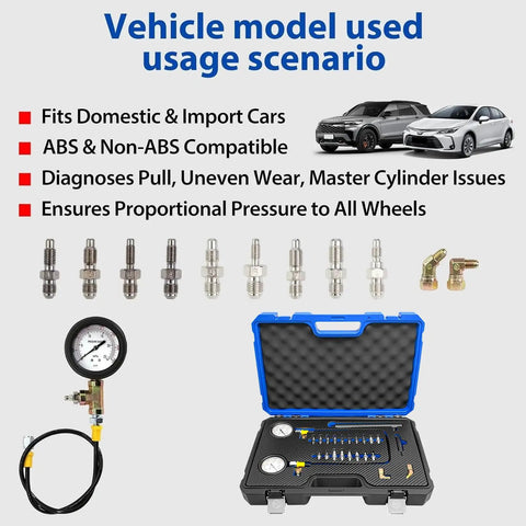 Brake Pressure Tester Universal Gauge Kit 0 To 3500 PSI ABS Hydraulic Oil Pressure Gauge For Gasoline Cars Brake System