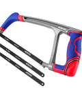 12 Inch Hacksaw With Extra Bi-Metal Blades, Heavy Duty Aluminum Frame, Adjustable 45 And 90 Degree Angles, Includes Two Blades