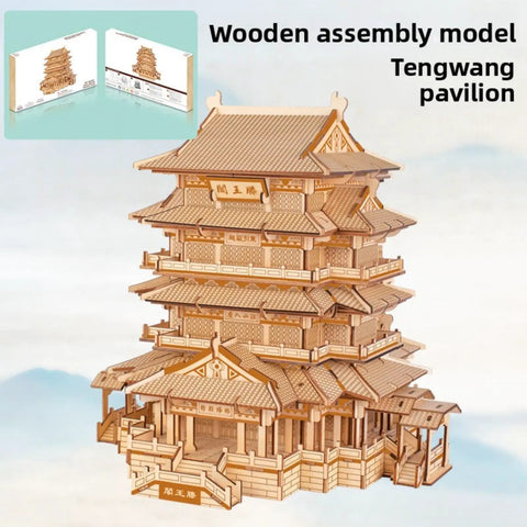 Yellow Crane Tower 3D Wooden Puzzle Kit For Adults And Teens Dope Mortise And Tenon Building Model DIY Educational Toy Gift Box