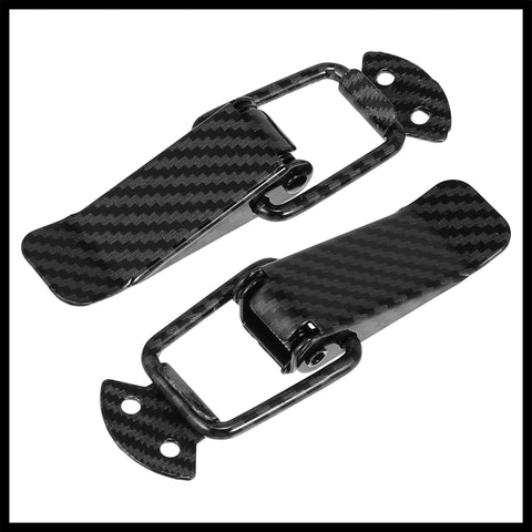 Universal Car Bumper Security Hook Lock Clips Quick Release Fasteners For Trunk Bumpers And Fenders With Carbon Fiber Pattern 105 By 33 mm Durable And Easy Clip On For DIY Projects Two Pack