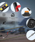 Close-up view of 2 Pack Underhood LED Light Strips Waterproof 42LED 40cm Engine Bay Work Light With On/Off Switch 6000K White For Car Truck SUV.