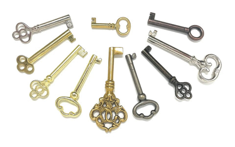 Vintage Skeleton Key Set On One Ring For Antique Furniture Ten Bit And Barrel Keys For Cabinets Clocks Dressers Roll Top Desks