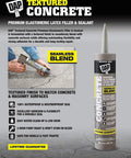 Premium Textured Concrete Elastomeric Pro Grade Filler And Sealant 12 Pack, gray tube on concrete, seamless blend insert.