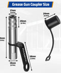 FIXSMITH grease gun coupler with locking lever, front view; metal body, 1/8-inch NPT compatible