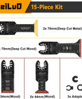 15 Pcs Oscillating Tool Blades Set With Japanese Tooth, 70mm Extra Long Titanium Blades For Wood And Metal, Fast Cut