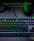 Sick Clicky Mechanical Gaming Keyboard With Programmable Keys And Custom RGB Lighting showcasing cable routing options for easy management.