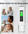 4 In 1 TDS Meter And Water Tester Pro With EC And Temperature Readout, Super Handy Digital Water Quality Checker, shown in use