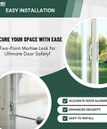 Eleven And Three Quarters Inch Multi Point Mortise Lock With Face Plate For Sliding Patio Glass Door Dual Point Lock Set Replacement Anti Slam Button Stainless Steel Handle Not Included installed on glass patio door