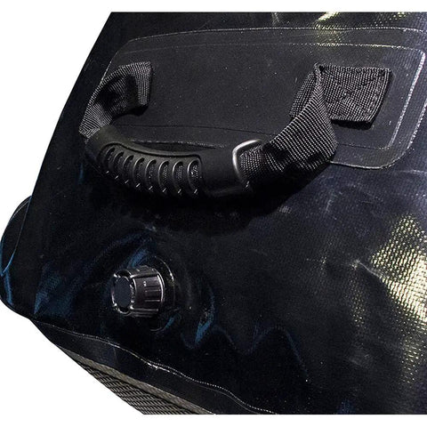 Close-up on side handle of Big Capacity Waterproof Dry Bag for Boating and Travel, 135 Liter Gear Tote with RF Welded PVC Seams, Ultra Durable