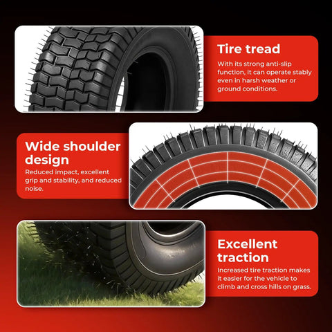 Set of 2 20x10.00-8 Tubeless Lawn Mower Tires 4 Ply Heavy Duty Reinforced Sidewalls 1190 Lb Load Capacity Fits Riding Tractors 8 Inch Rim 0.2 Inch Tread Depth, tread close-up