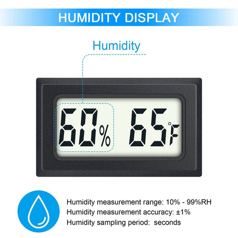 Compact Digital Thermometer And Hygrometer 2 Pack Indoor Humidity Monitor With Fahrenheit Readout, displaying 60% humidity and 65°F.