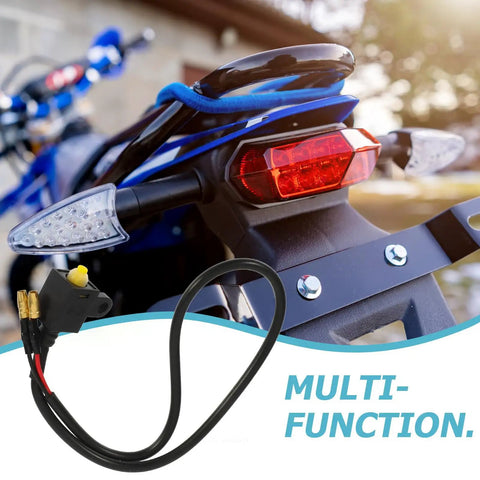 Two Pack Motorcycle Brake Light Switch Wire Set for Riders next to motorcycle, demonstrating compatibility and use.