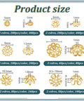 Two Tone Flower Bead End Caps Set With 1260 Pcs Iron Filigree Bead Caps Gold Spacer Beads for Jewelry Making product size chart