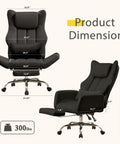 Ergonomic Cross Legged Office Chair With Footrest For Big And Tall Folks Leather Executive Chair dimensions illustration