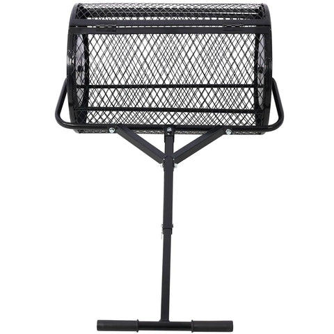 Front view of 24 Inch Peat Moss Spreader With Steel Mesh Roller And T Shape Handle Heavy Duty Lawn And Garden Care Tool