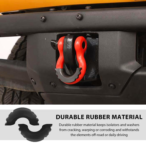 2 Pack D Ring Shackle Isolators Kit With Washers For Standard Three Quarter Inch Shackles Rubber Shackle Isolators on truck