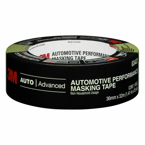 High-Strength Automotive Masking Tape 36mm By 32m For Sharp Paint Lines With Conformable Backing, single roll, close-up angle
