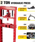 Heavy Duty 12 Ton H Frame Hydraulic Shop Press With Adjustable Table And Movable Plates For Auto Repair bearing removal in action