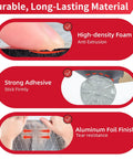 Pro Grade Auto Sound Deadening Mat With 3 Layer Thermal Foil Foam Insulation For Cabin Noise Reduction Heat Blocking showing high-density foam, strong adhesive, and aluminum foil finish.