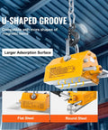 Heavy Duty 4400 Lbs Lifting Magnet With Release For Hoist And Shop Crane, showing U-shaped groove and larger adsorption surface.