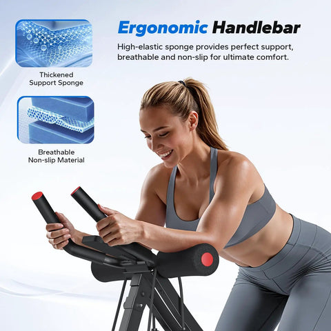 Adjustable Dual Track Ab Machine For Home Gym Core Training And Cardio Fat Burn To Sculpt A Slim Waist showing ergonomic handlebars.