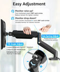Full Motion Desk Mount For One Monitor Up To 32 Inches, Height Adjustable Arm with gas spring adjust and tilt guide.
