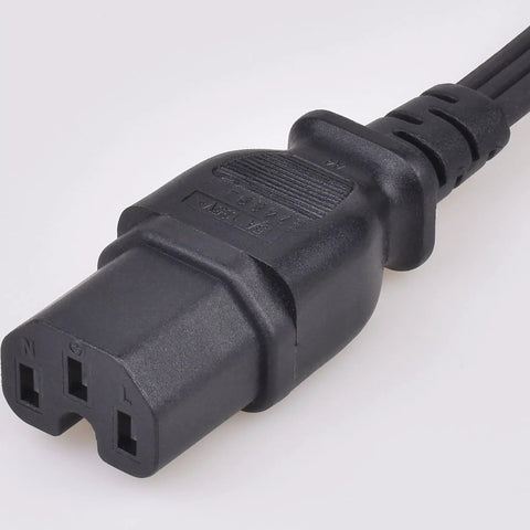 Three Foot Replacement Power Cord For Coffee Pot And Percolator, Heavy Duty 16 AWG 1875W 125V, 3 prong grounded black plug close-up
