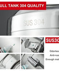 304 Stainless Steel Milk Can And Airtight Beverage Dispenser Built Different With Heavy Duty Food Grade Sealed Container For Rice Flour Sugar Grain Storage 64 Liter Tank showing SUS 304 quality and sealing details.