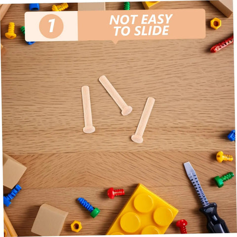 Miniature Wooden Nails Set For Dope Crafting And Woodworking With Solid Wood Rods For Tiny Train Wheels And Detailed Projects shown with tools