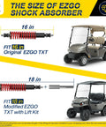 Heavy Duty Coil Spring Shock Absorbers For Ezgo Txt And Medalist Golf Carts 1994 Onward Front Rear Setup image with 16in and 18in sizes.