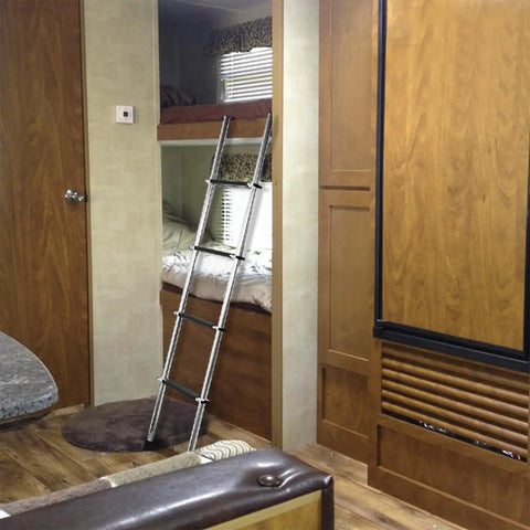 52 Inch Aluminum RV Bunk Ladder For Camper Bunk Beds Built Tough Heavy Duty Entry Ladder With 300 Lb Capacity Rust Resistant Aluminum Wide Twelve Point Eight Inch Width Easy Install in RV bunk room
