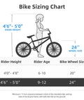 Bike sizing chart for 24 Inch Kids Freestyle BMX Bike For Beginners For Boys And Girls Aged 7 To 12