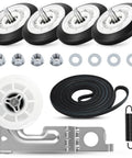 Fix Dryer Rumble With Premium Kit For LG Kenmore Ball Bearing Rollers Idler Pulley To Stop Noise Friction Using Solid Construction DIY Fix Home Save Money Restoring Smooth Operation Like New Never Breaking Again For Happy Homeowners. LG dryer repair kit with 4 rollers, idler pulley, belt, spring, and hardware