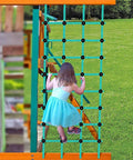 Outdoor Climbing Cargo Net For Kids With No Knot Nylon Rope 139 Inch Long By 30 Inch Wide Usable Length 108 Inches Rugged Rust Proof Hardware Easy Mount Playground Ladder Net For Treehouse Swing Set Backyard Playset Kid Friendly