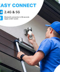 Person installing 2K Light Bulb Camera With 5G And 2.4G WiFi, Plug And Play Wireless Indoor Outdoor Security Bulb Cam on exterior socket