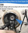 Heavy Duty 12 Inch Spindle Snap Ring Pliers With Ratchet Locking For Ford F Series 2007 Through 2020 Super Duty 4x4 Pickups in use