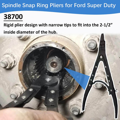 Heavy Duty 12 Inch Spindle Snap Ring Pliers With Ratchet Locking For Ford F Series 2007 Through 2020 Super Duty 4x4 Pickups in use