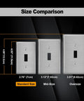 Size comparison of Toggle Switch Metal Wall Plate 1 Gang Stainless Steel Light Switch Cover Brushed Finish Industrial Grade