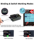 R7FG 7 Channel Gyro Receiver 2.4GHz telemetry showing binding modes, binding button, and receiver modes with green and red lights.