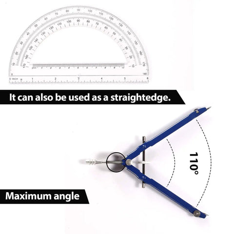 Premium Precision Compass Set With Spring Bow Protractor Locking Mechanism and Protractor for Accurate Drawing