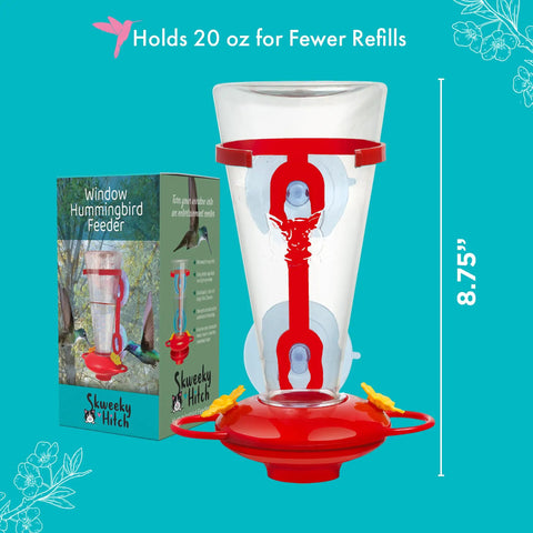 Window Hummingbird Feeder With Side Ports For Clear Viewing Big 20 Oz Nectar Capacity Durable Plastic Easy Clean And Refill Strong Suction Cups Outdoor Window Bird Feeder For Kids And Pets