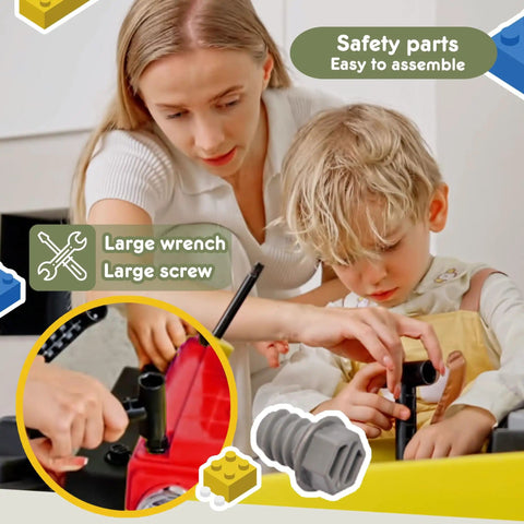 Parent and child assembling 12V Kids Ride On Building Block Car With Parental Remote Control Buildable Jeep Or Go Kart Mode