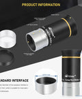 1.25-Inch 6mm 66-Degree Ultra Wide Angle Telescope Eyepiece With Fully Multi-Coated 5-Element Optics Gold Line and dimensions
