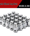 Chrome Bulge Acorn Lug Nuts Set M12x1.5 Thread 60 Degree Conical Seat 20-Piece Wheel Lug Nut Kit. "Flycle Wheel Lug Nuts" text.