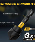 Five Piece Countersink Drill Bit Set With 82 Degree Five Flute Design Nitride Coated High Speed Steel Pro Grade Build To Last
