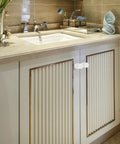 Bathroom cabinet with sink featuring 12 Pcs Matte Single Hole Cylindrical Cabinet Door Handles for kitchen cabinets and wardrobes.