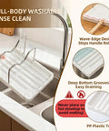Handy Dandy Two In One Spoon Rest And Pot Lid Holder For Kitchen Counter, showing wave-edge design and easy draining.