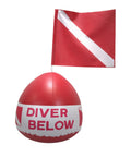 Red Diver Below Inflatable Signal Floater With Dive Flag For Ultimate Water Safety And Visibility 13 Inch Diameter 12 Inch By 11 Inch Flag