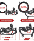 HB 876E Electric Bike Hydraulic Disc Brake Set with calipers, front oil tubing 35 inches, rear tubing 73.2 inches, 160mm rotors.